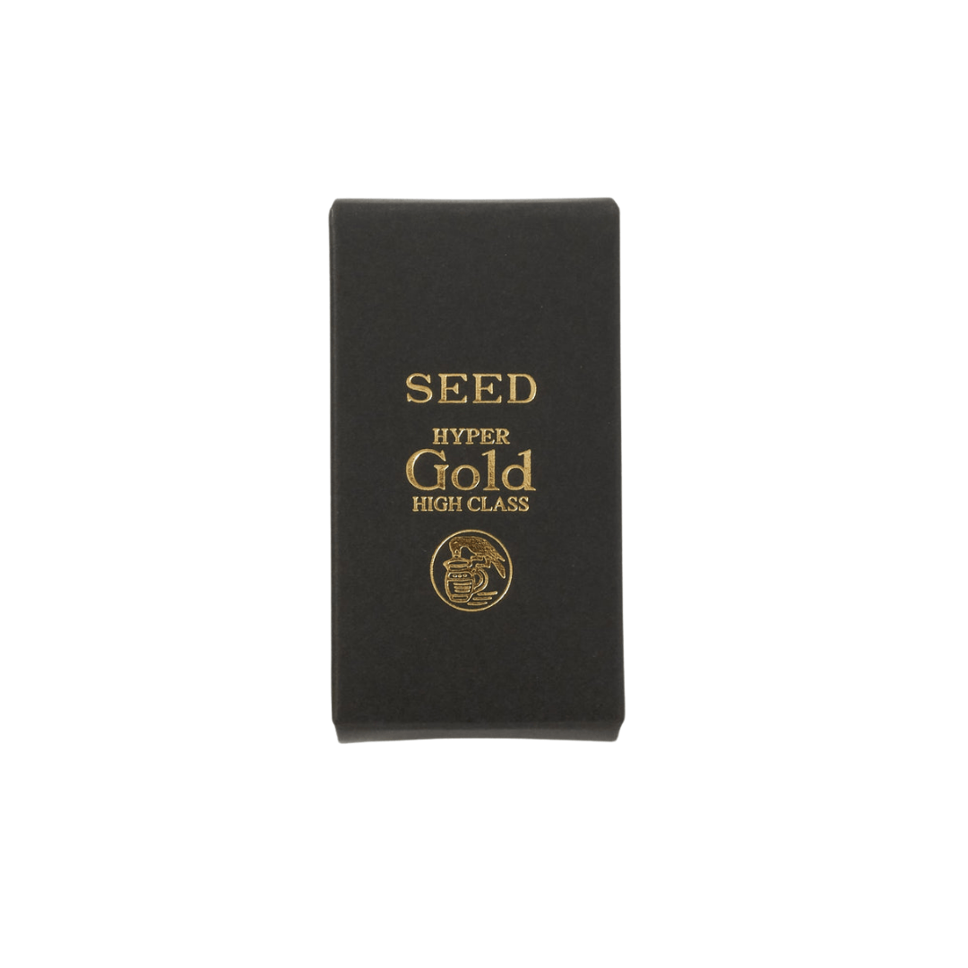 Seed Hyper Gold silginin kapalı siyah kutusu, altın yaldızlı High Class yazısı ve amblemi