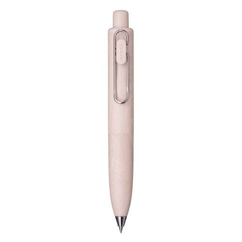 Uni-ball One P jel kalem pudra pembe gövde, metal klips ve tıklama başlığı, 0.5 mm