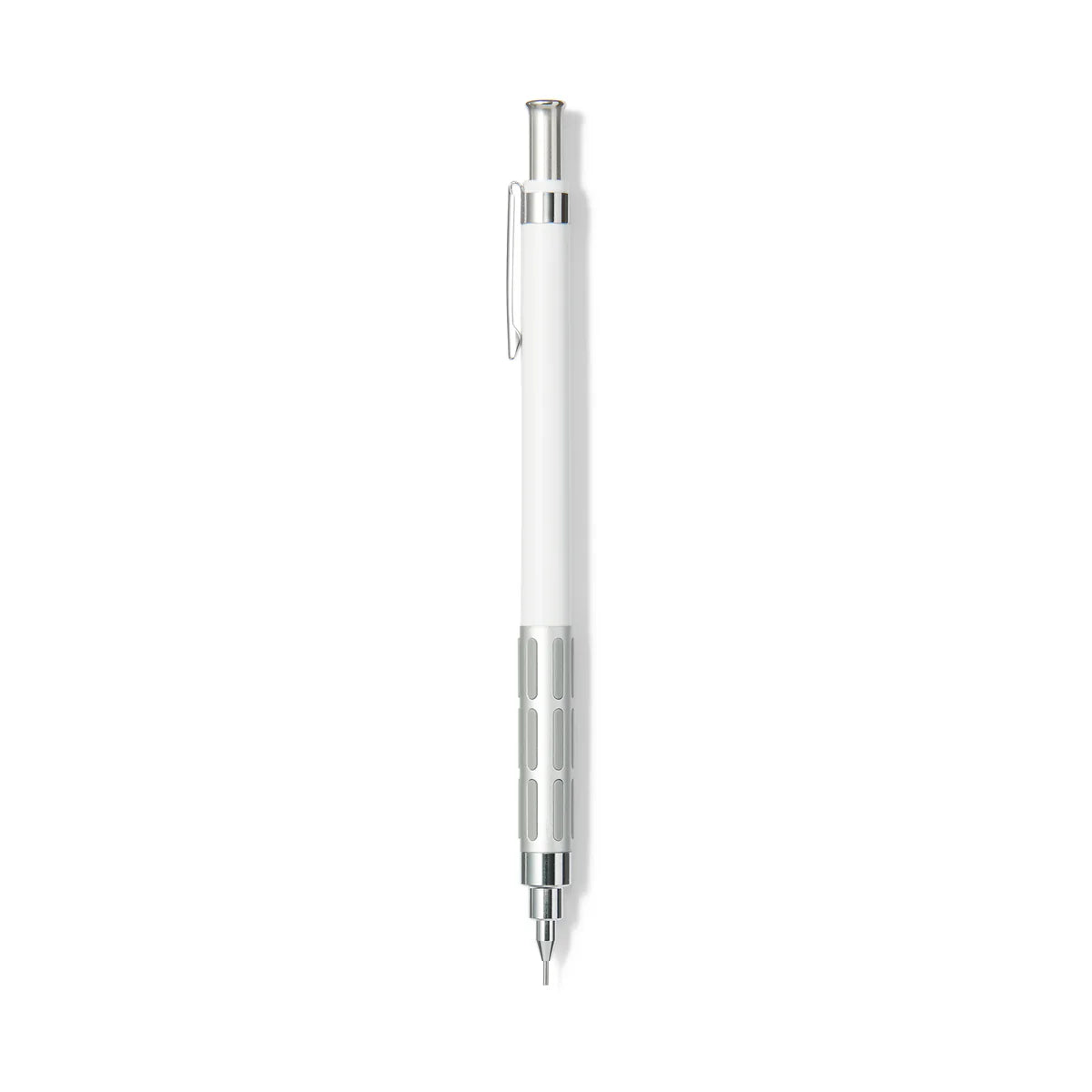 MUJI Light düşük ağırlık merkezli versatil kalem, beyaz gövde ve delikli metal kavrama, 0.5 mm
