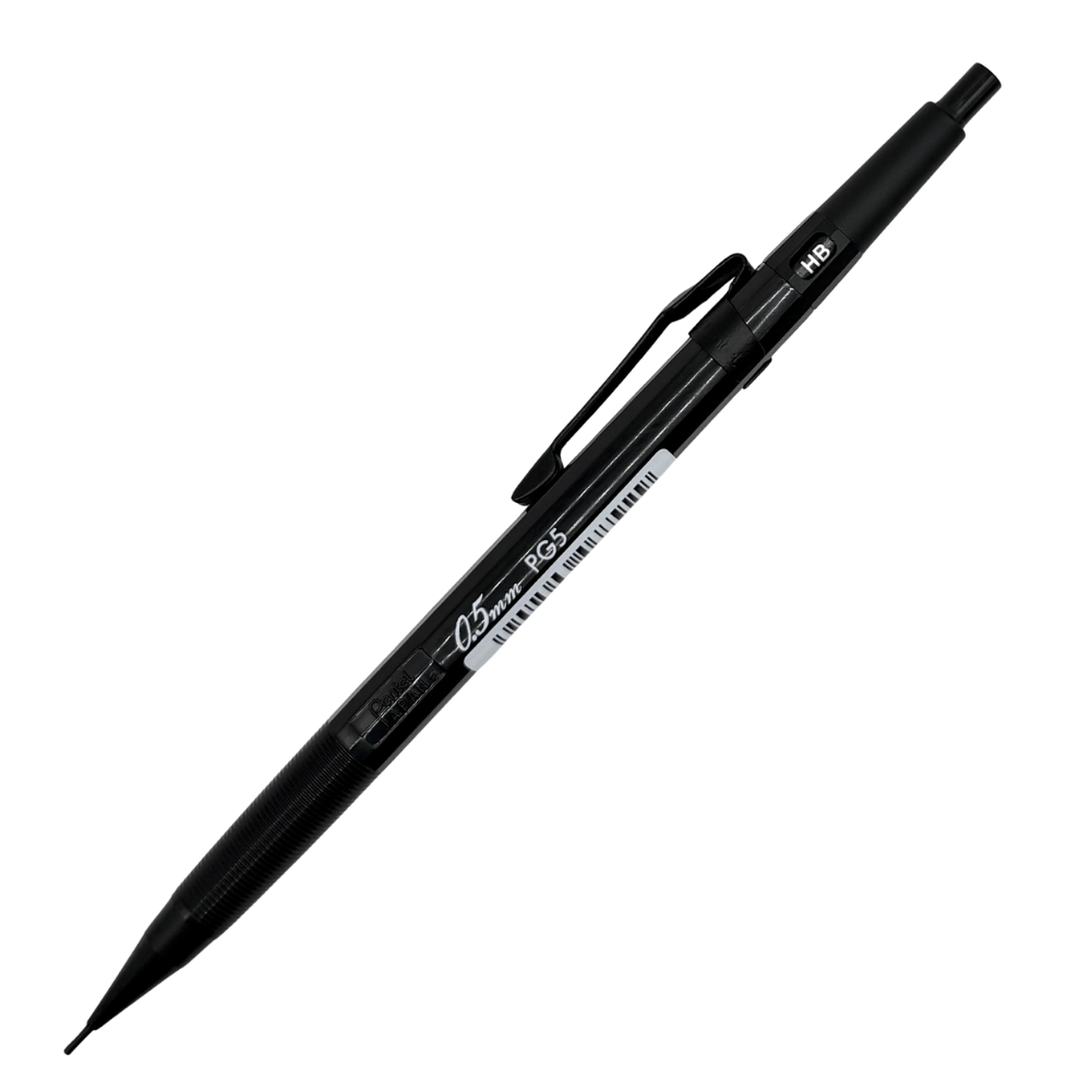 Pentel PG5 Custom Made Full Black versatil kalem tamamen siyah gövde, tam boy görünüm, 0.5 mm