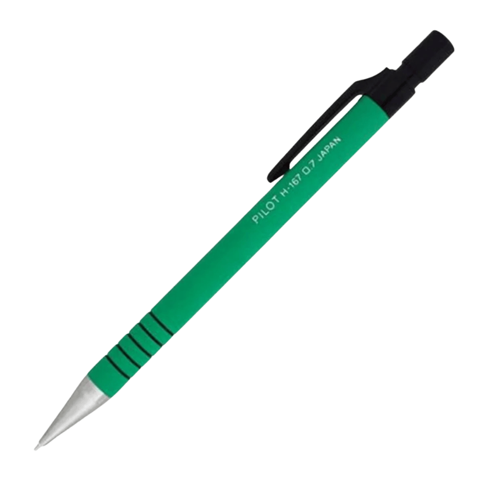 Pilot H-167 yeşil gövde tam boy, siyah klips ve metal uç konisi, 0.7 mm