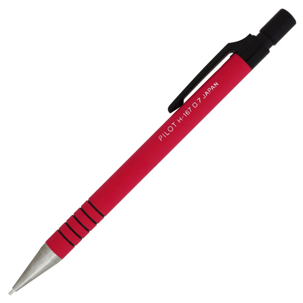 Pilot H-167 kırmızı gövde tam boy, siyah klips ve halkalı kavrama bölümü, 0.7 mm