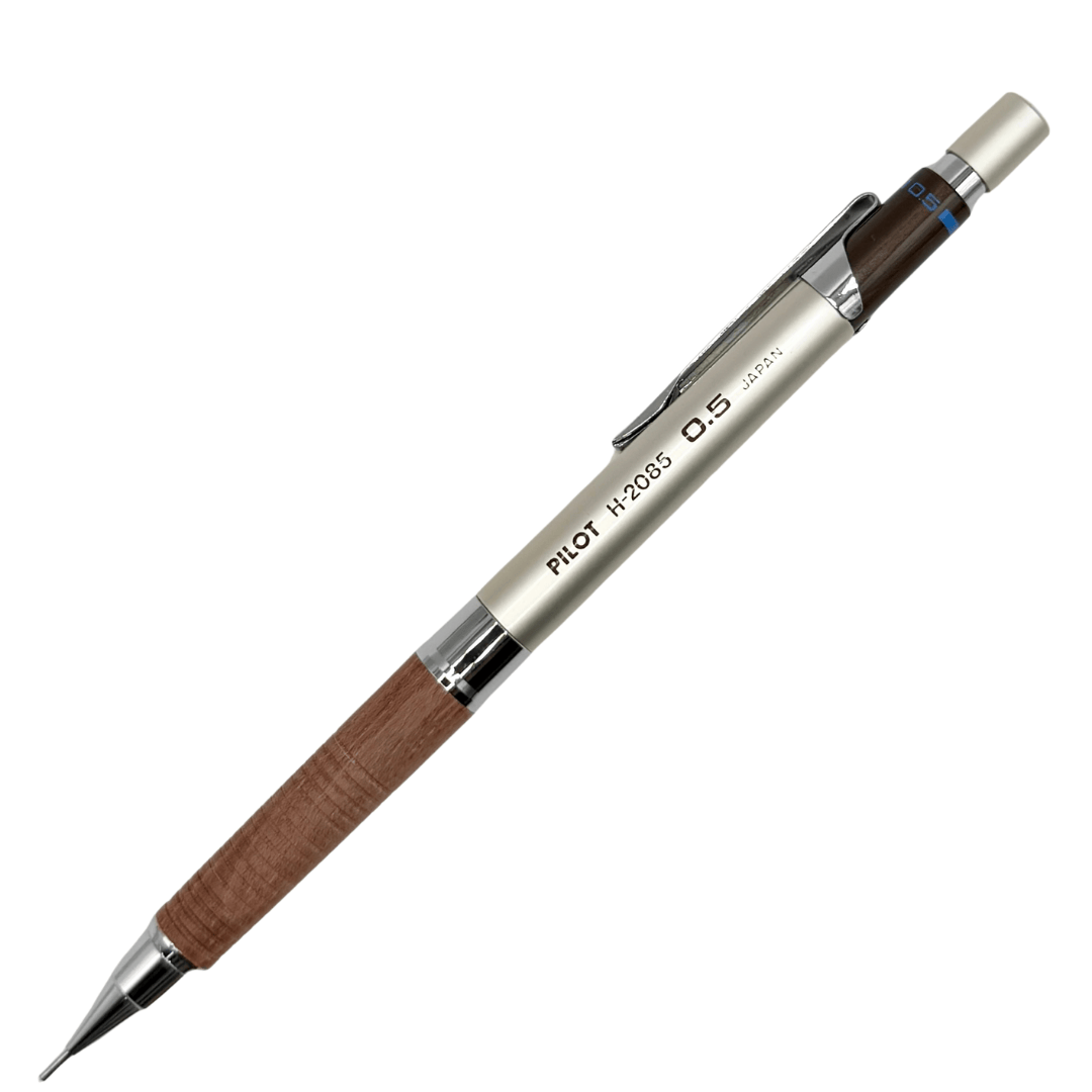 Pilot H-2085 Vintage versatil kalem gümüş gövde ve kahverengi ahşap desenli kavrama, tam boy, 0.5 mm