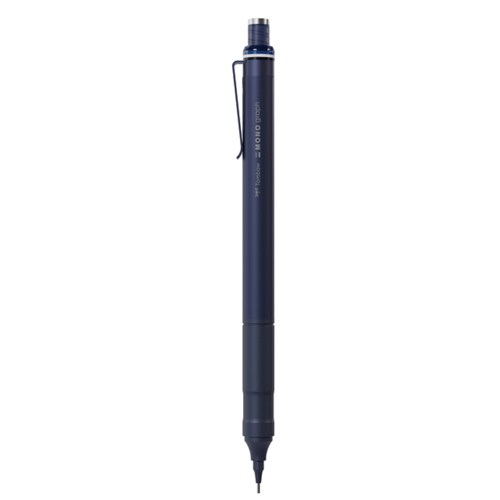 Tombow Mono Graph Fine versatil kalem lacivert, dik konumda tam boy görünüm, 0.5 mm