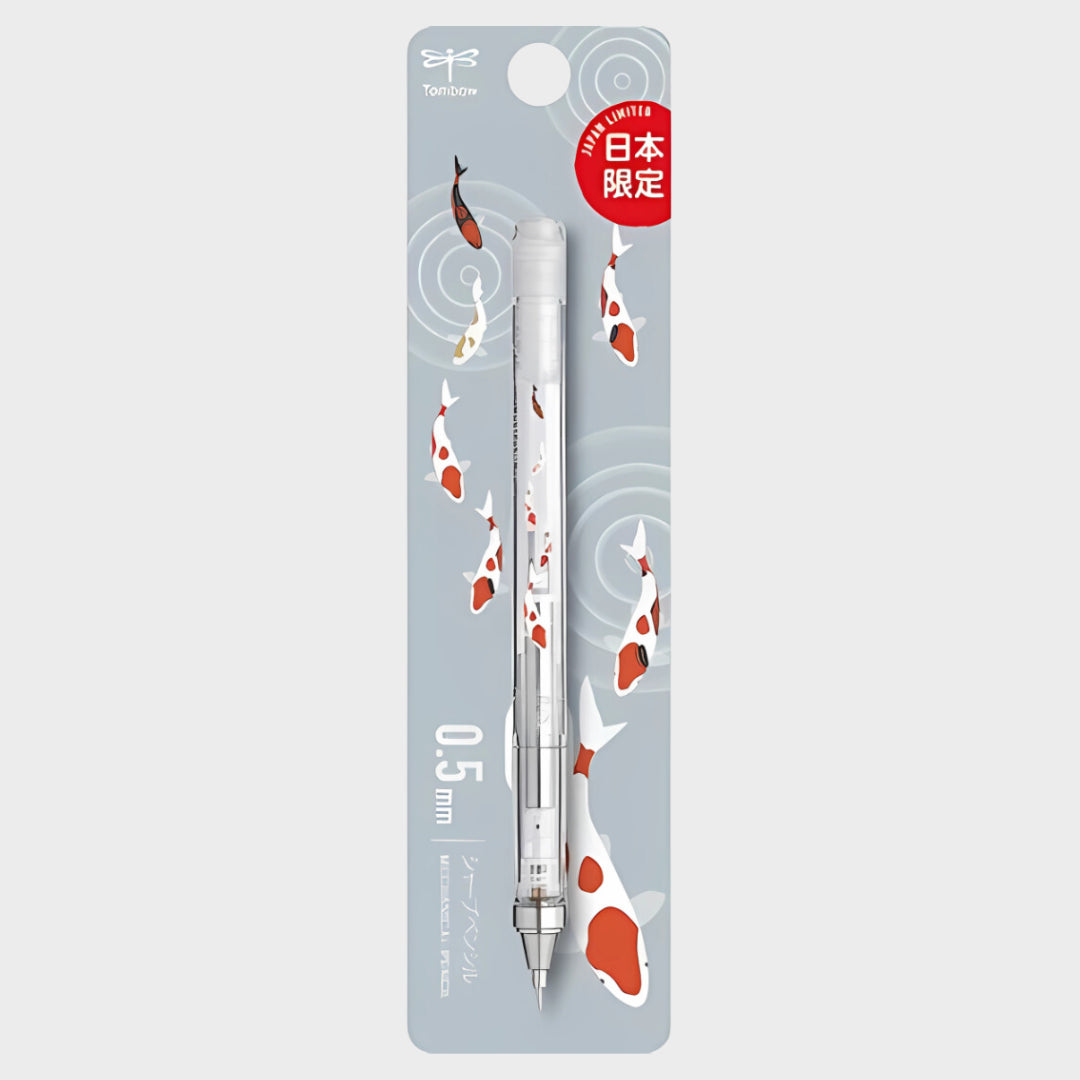 Tombow Mono Graph Koi Fishes blister ambalajı, gri kartta kırmızı beyaz Japon balıkları, 0.5 mm