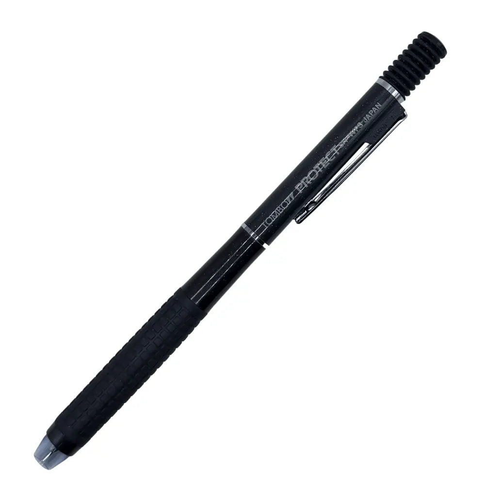 Tombow Protect vintage versatil kalem siyah gövde, tırtıklı lastik kavrama ve çentikli başlık, tam boy, 0.5 mm