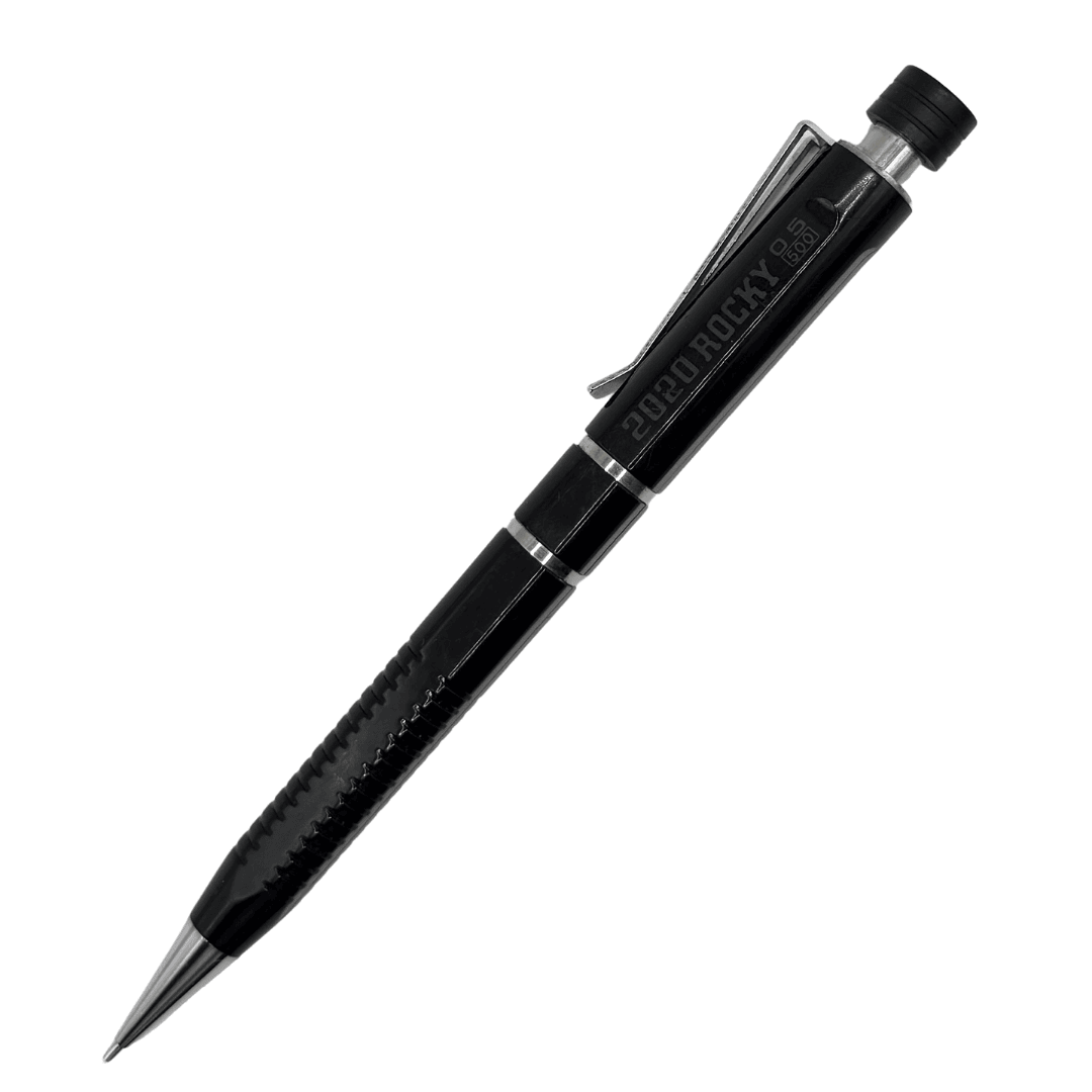 Pilot 2020 Rocky vintage versatil kalem parlak siyah gövde, tam boy görünüm, 0.5 mm
