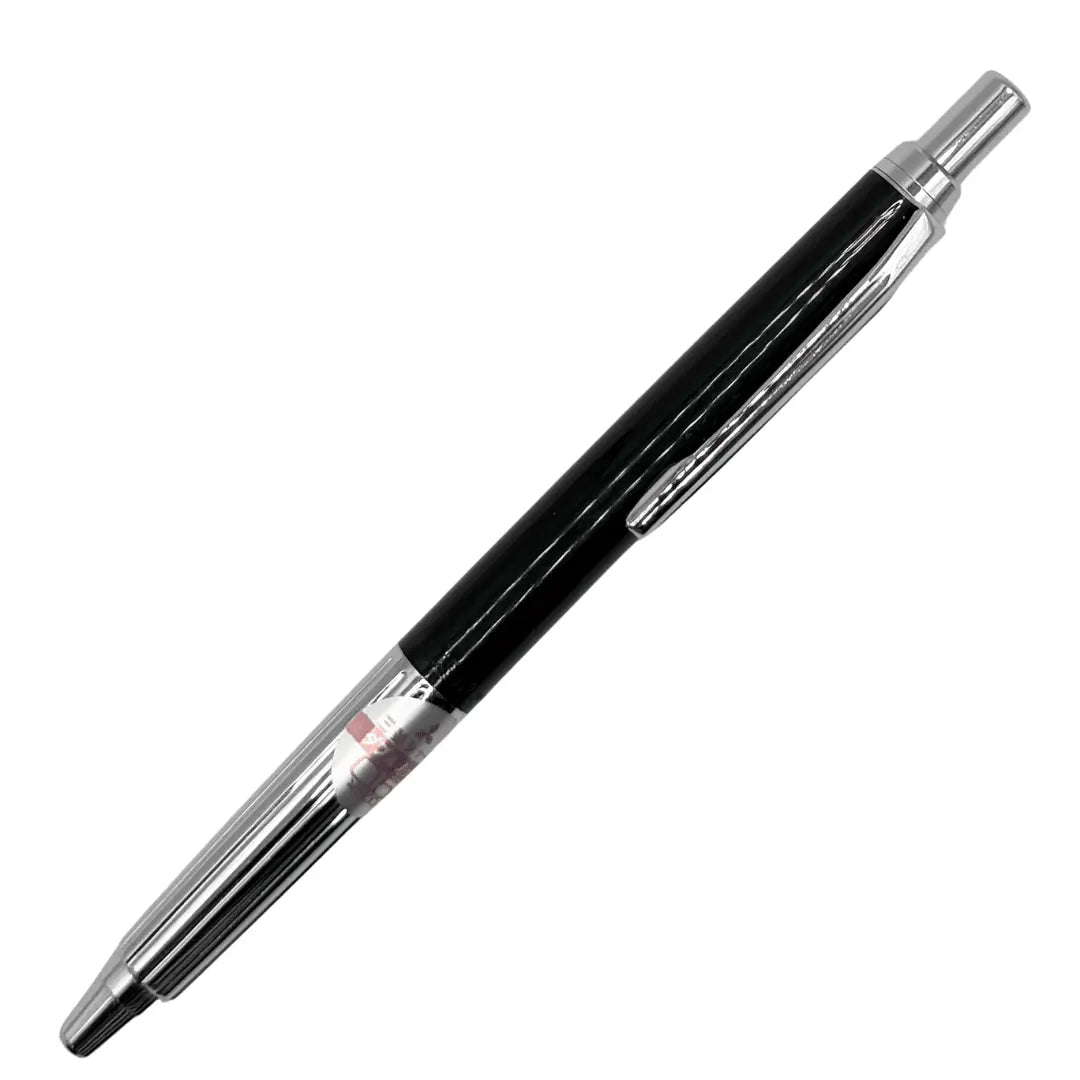 Uni Mitsubishi Vintage versatil kalem parlak siyah gövde ve krom kavrama, tam boy, 0.5 mm