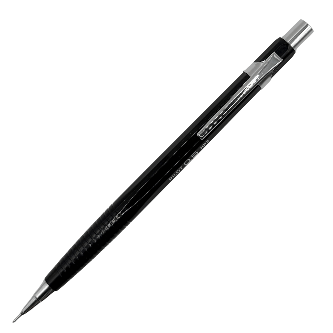 Pilot HP-3 vintage versatil kalem siyah gövde, krom klips ve çizgili kavrama, tam boy, 0.5 mm