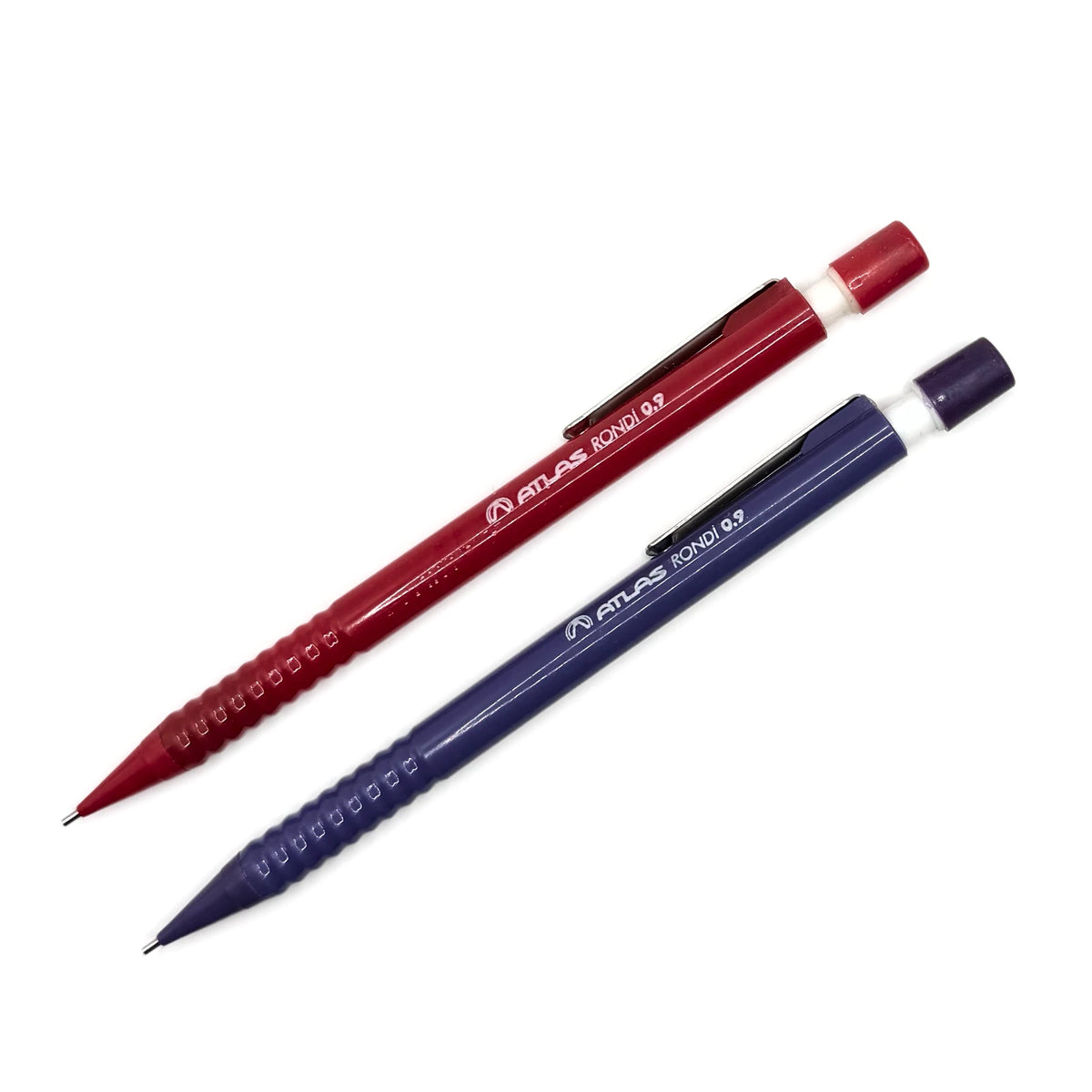 Atlas Rondi 0.9 mm versatil kalem, kırmızı ve mor yan yana