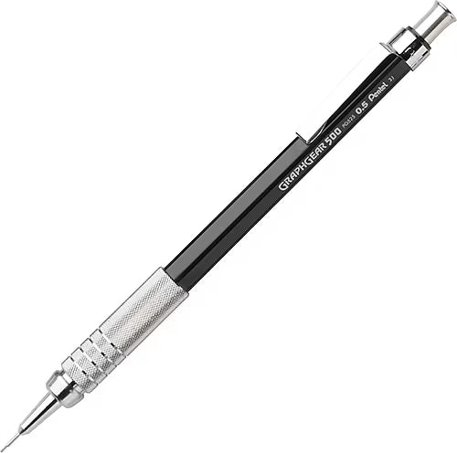 Pentel Graphgear 500 versatil kalem siyah gövde ve metal kavrama, tam boy, 0.5 mm