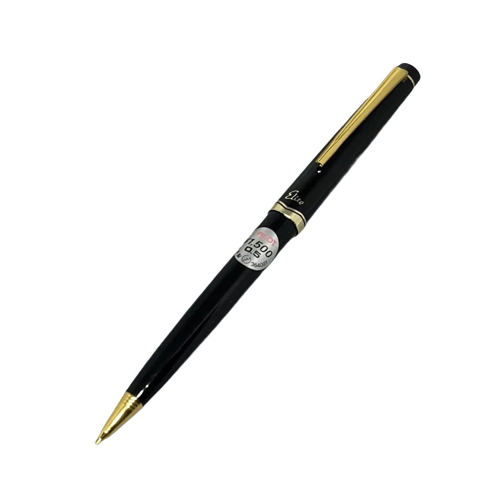 Pilot Elite vintage versatil kalem parlak siyah gövde, altın klips ve altın uç konisi, 0.5 mm