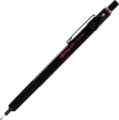 Rotring 500 versatil kalem mat siyah gövde, kırmızı rotring 500 baskısı, tam boy, 0.5 mm