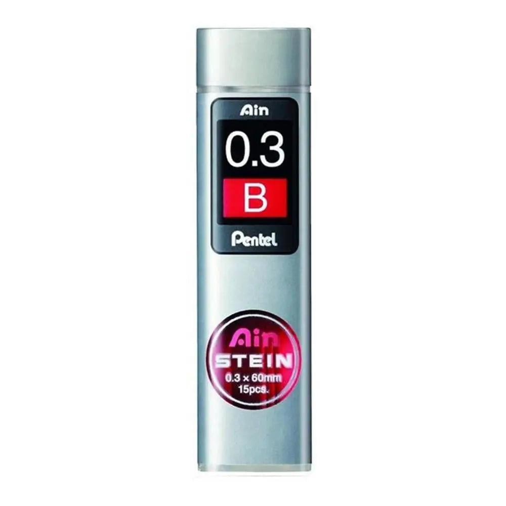 Pentel Ain Stein 0.3 mm B versatil kalem ucu, gümüş tüp ambalajı önden görünüm