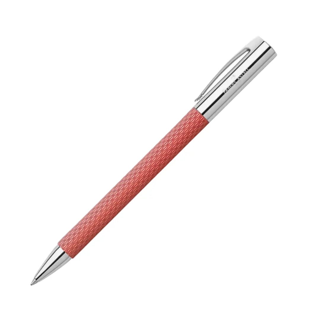 Faber Castell Ambition Opart Flamingo tükenmez kalem, pembe desenli gövde ve krom kapak