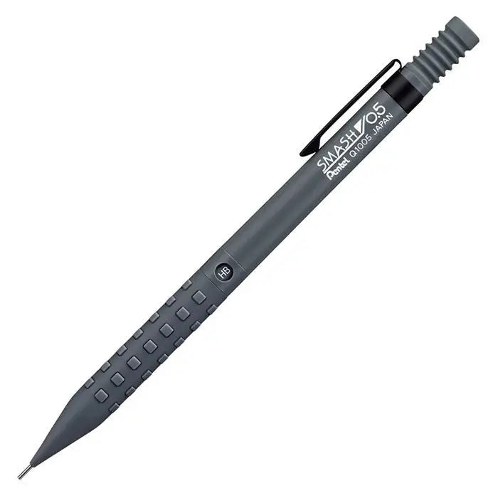 Pentel Smash versatil kalem mat gri gövde, kareli kavrama ve siyah klips, tam boy, 0.5 mm