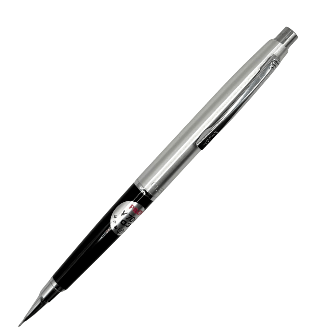 Pilot vintage versatil kalem siyah gövde ve fırçalanmış çelik üst kapak, tam boy, 0.3 mm