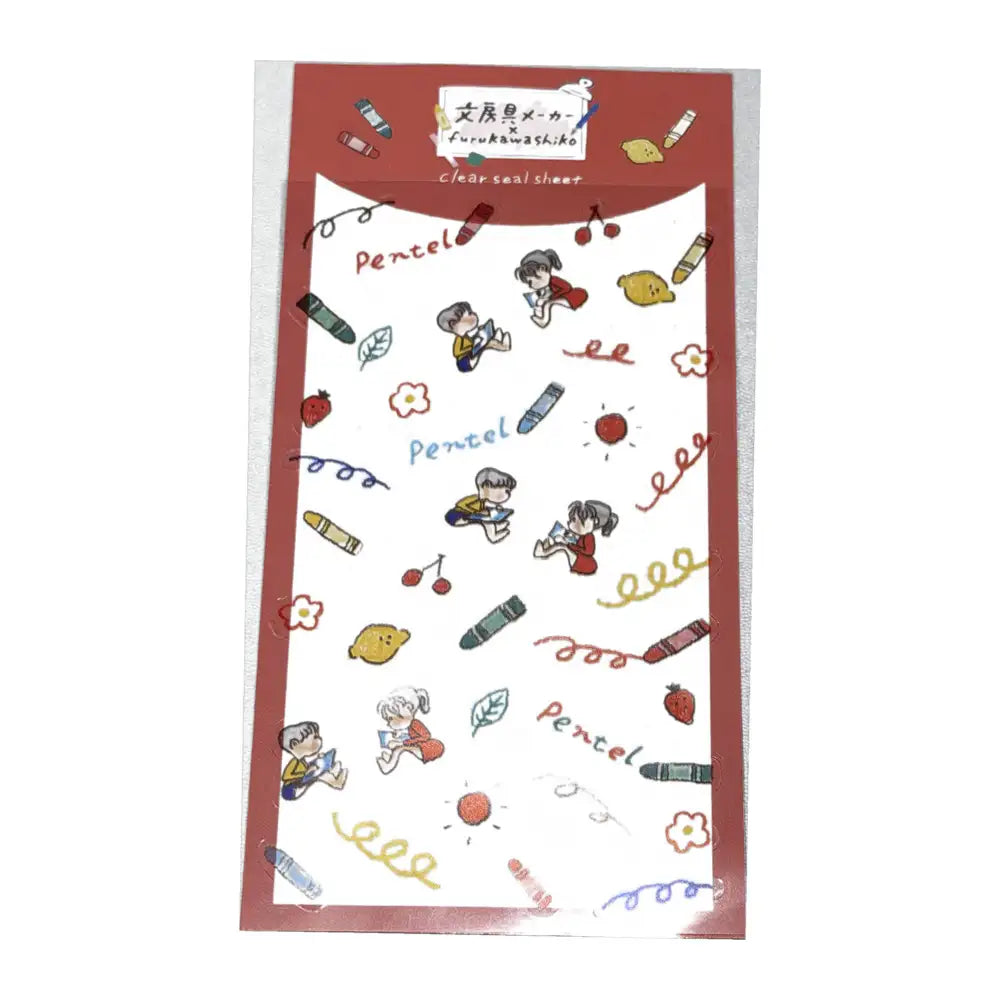 Furukawa Shiko × Japon Kırtasiye Şeffaf Sticker Seti - Pilot & Pentel Desenleri