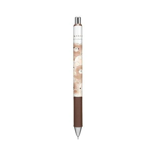 Pentel Energel Crux versatil kalem, krem gövdede pudra tonlu çiçek deseni ve kahverengi kavrama, 0.5 mm