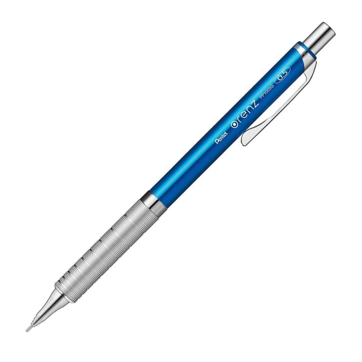 Pentel Orenz Metal Grip versatil kalem metalik mavi gövde, tırtıklı metal kavrama, 0.5 mm