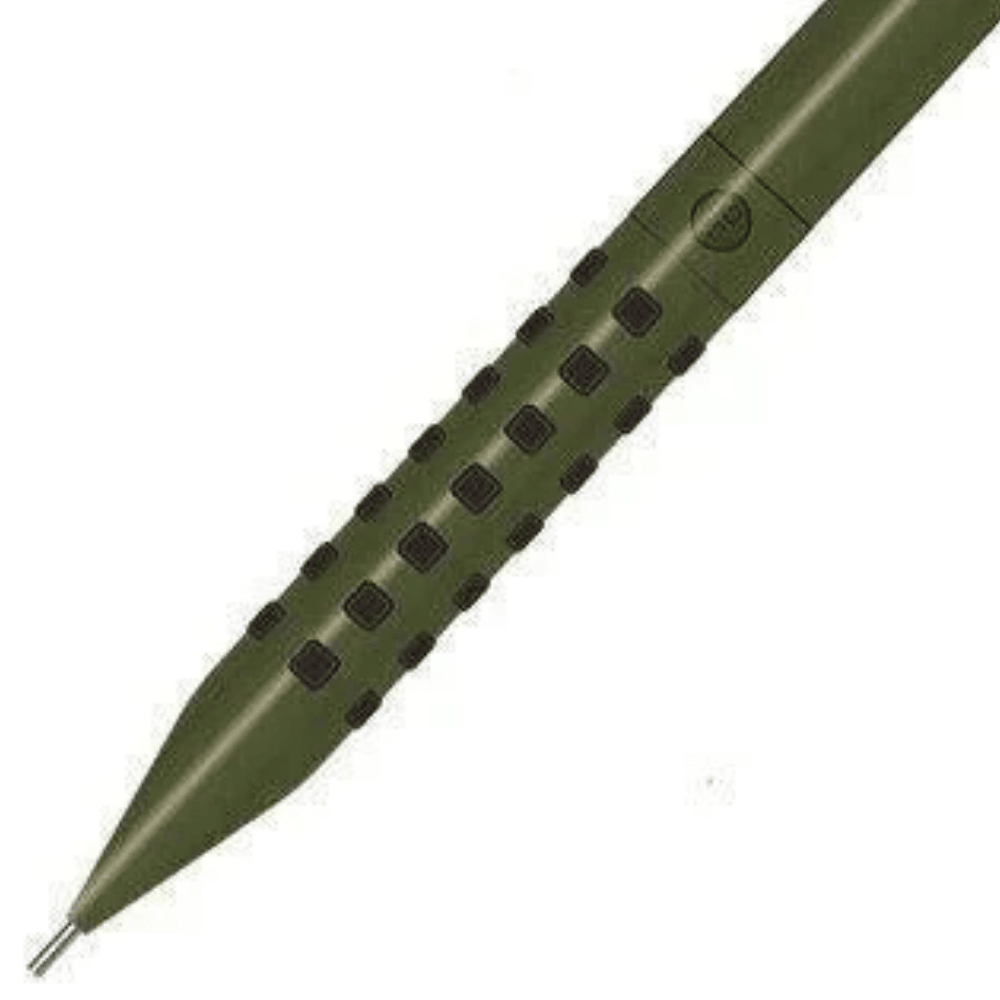 Pentel Smash kalemin konik ön bölümü ve kabartma siyah kavrama noktalarının yakın çekimi