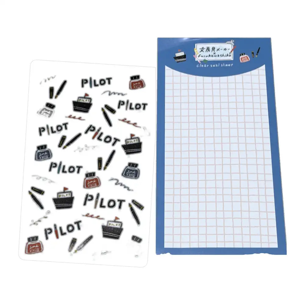 Furukawa Shiko × Japon Kırtasiye Şeffaf Sticker Seti - Pilot & Pentel Desenleri