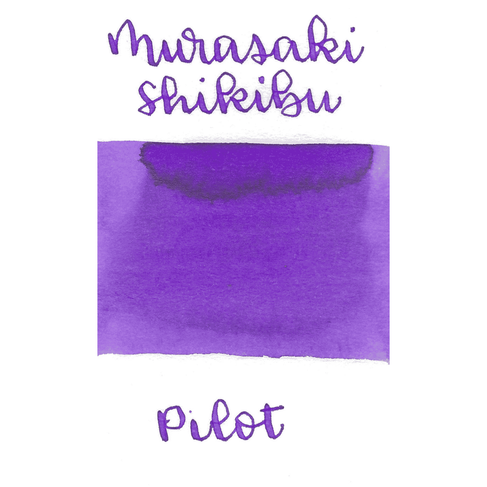 Murasaki-Shikibu mürekkebinin kağıt üzerindeki mor renk denemesi ve el yazısı Pilot imzası