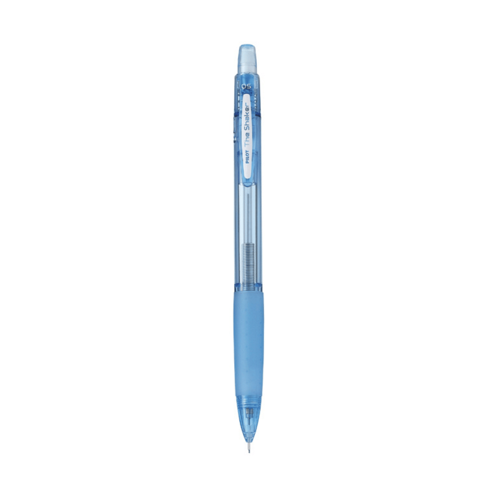 Pilot The Shaker versatil kalem açık mavi gövde, iç yay mekanizması gövdeden seçiliyor, 0.5 mm