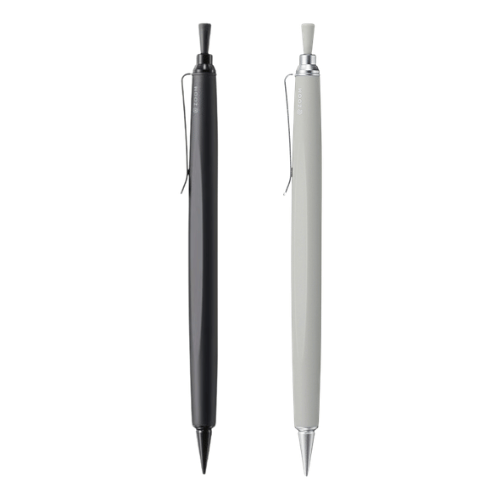 Tombow Zoom L2 versatil kalem siyah ve gri iki gövde yan yana, ince tel klips, 0.5 mm