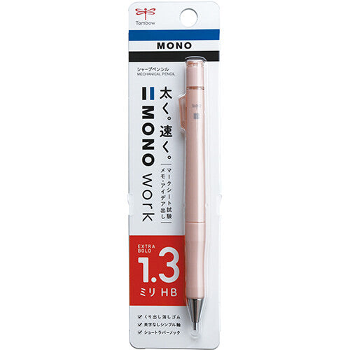 Tombow MonoWork versatil kalem pembe gövde, açılmamış blister ambalajında, 1.3 mm HB