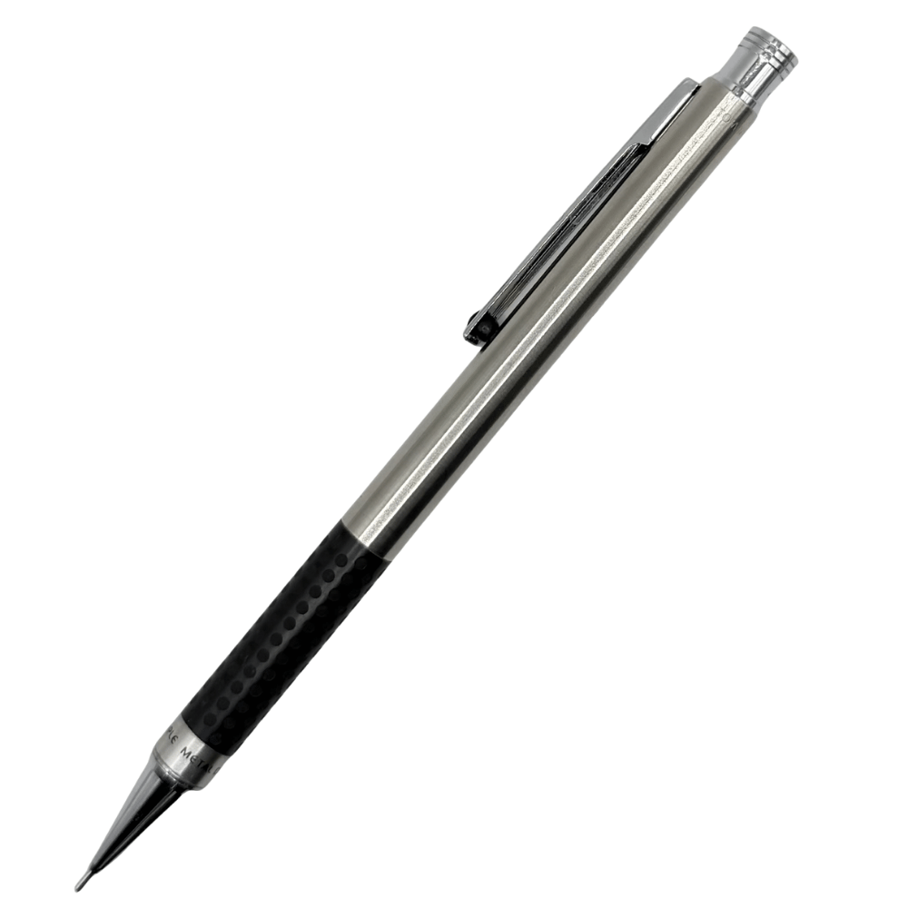 Tombow Dimple vintage versatil kalem gümüş gövde, siyah noktalı kavrama, tam boy, 0.5 mm