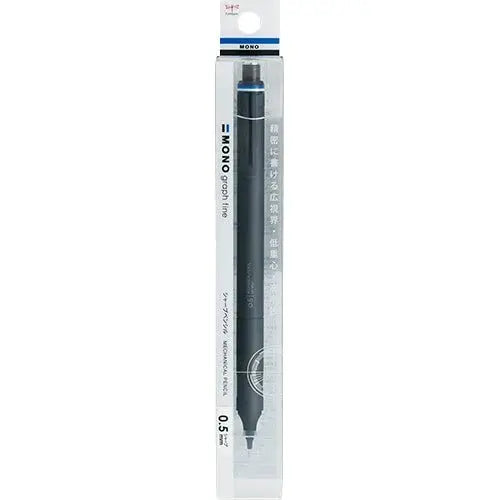 Tombow Mono Graph Fine orijinal ambalajı; şeffaf pencereli Japonca kutuda siyah kalem, 0.5 mm