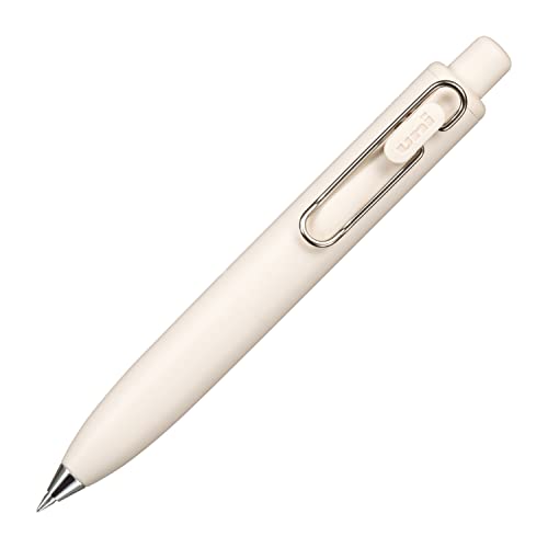 Uni-ball One P jel kalem kısa krem beyaz gövde ve metal ataş biçimli klips, 0.5 mm