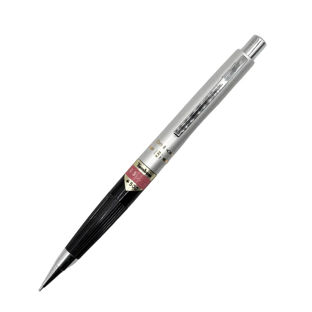 Tombow vintage versatil kalem gümüş gövde ve yivli siyah kavrama, tam boy, 0.5 mm