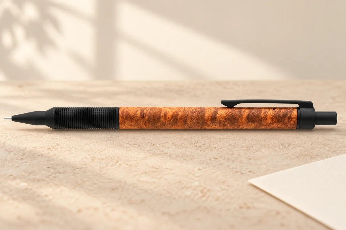 Luddite EVERDRAW 0.5 mm kalemin ahşap gövdesi ve siyah spiral kavraması