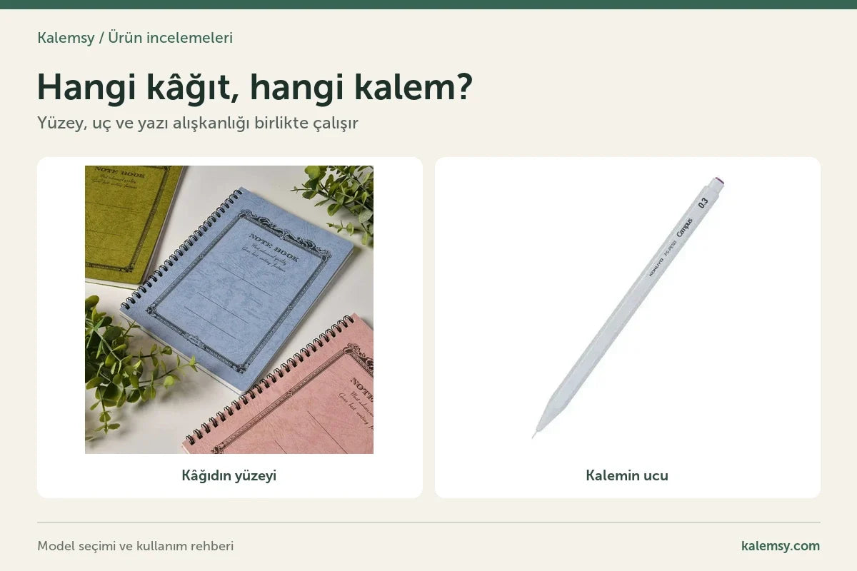 Lila, pembe, yeşil Apica CD Twin Ring defterler ve gri Kokuyo Campus Enpitsu Sharp Limited