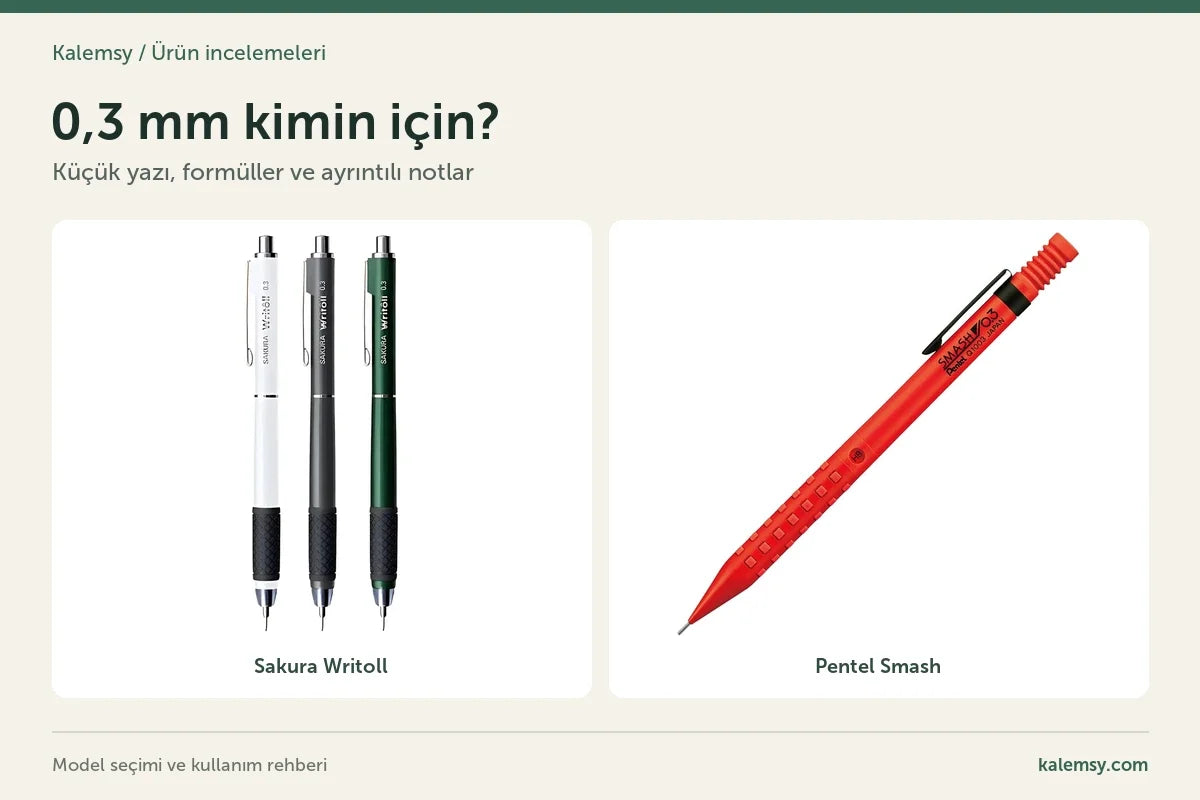 Beyaz, siyah ve yeşil Sakura Writoll 0,3 mm ile kırmızı Pentel Smash 0,3 mm