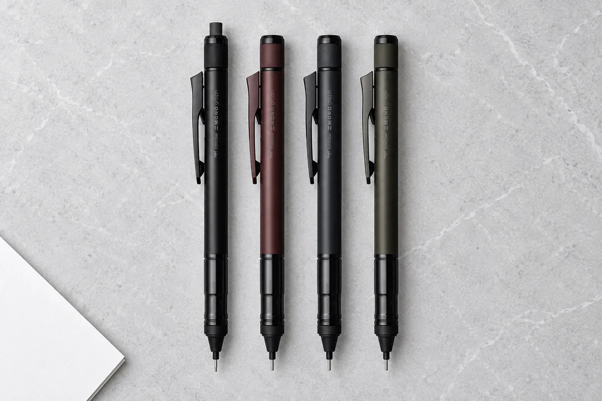 Tombow Mono Graph Tune 0.5 mm kalemlerin dört gövde rengi