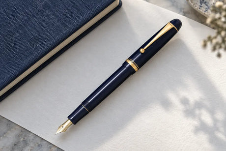 pilot-custom74-dark-blue dolma kalem için masa üzerinde kapak kompozisyonu