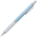 Pentel Orenz Metal Grip mavi gövde, tam boy açılı görünüm, tırtıklı metal kavrama bölümü, 0.3 mm