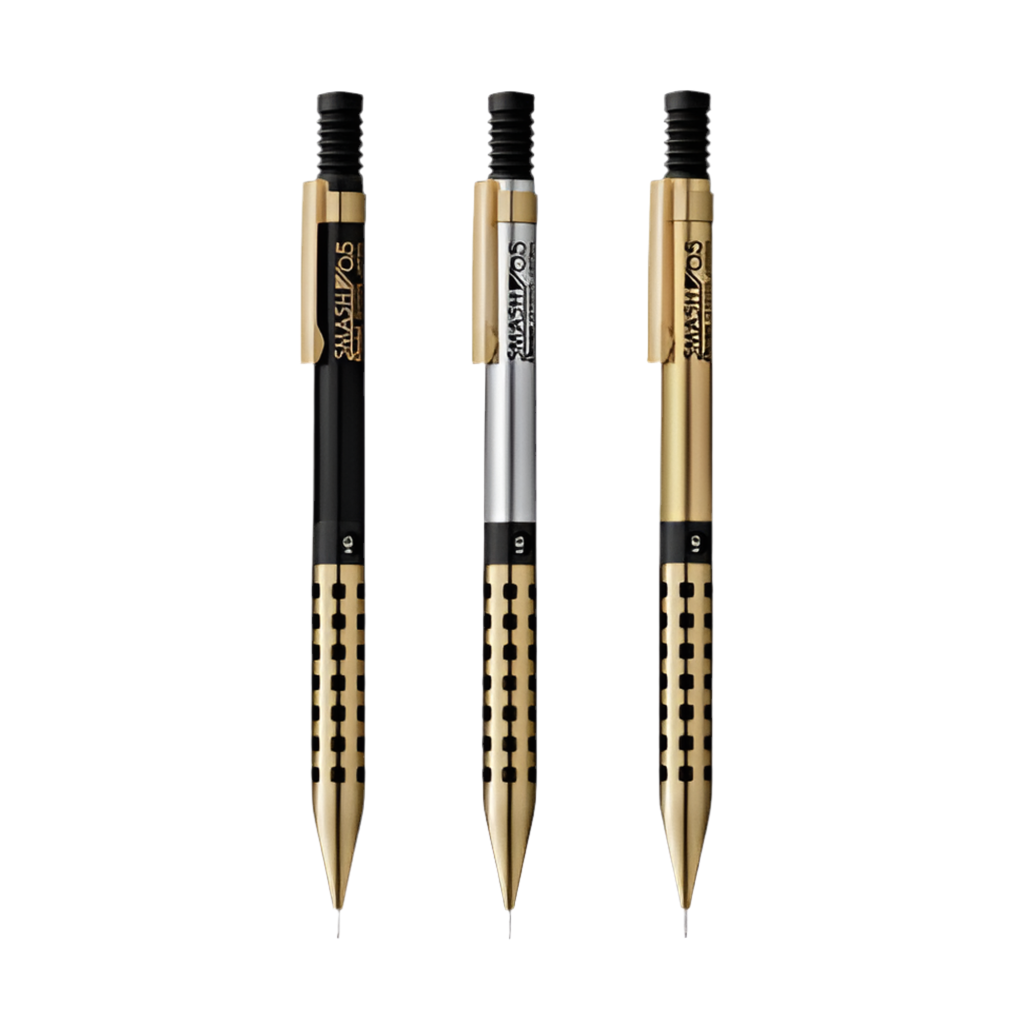 Pentel Smash Kore özel serisi versatil kalem, siyah, gümüş ve altın gövdeli üç kalem, 0.5 mm
