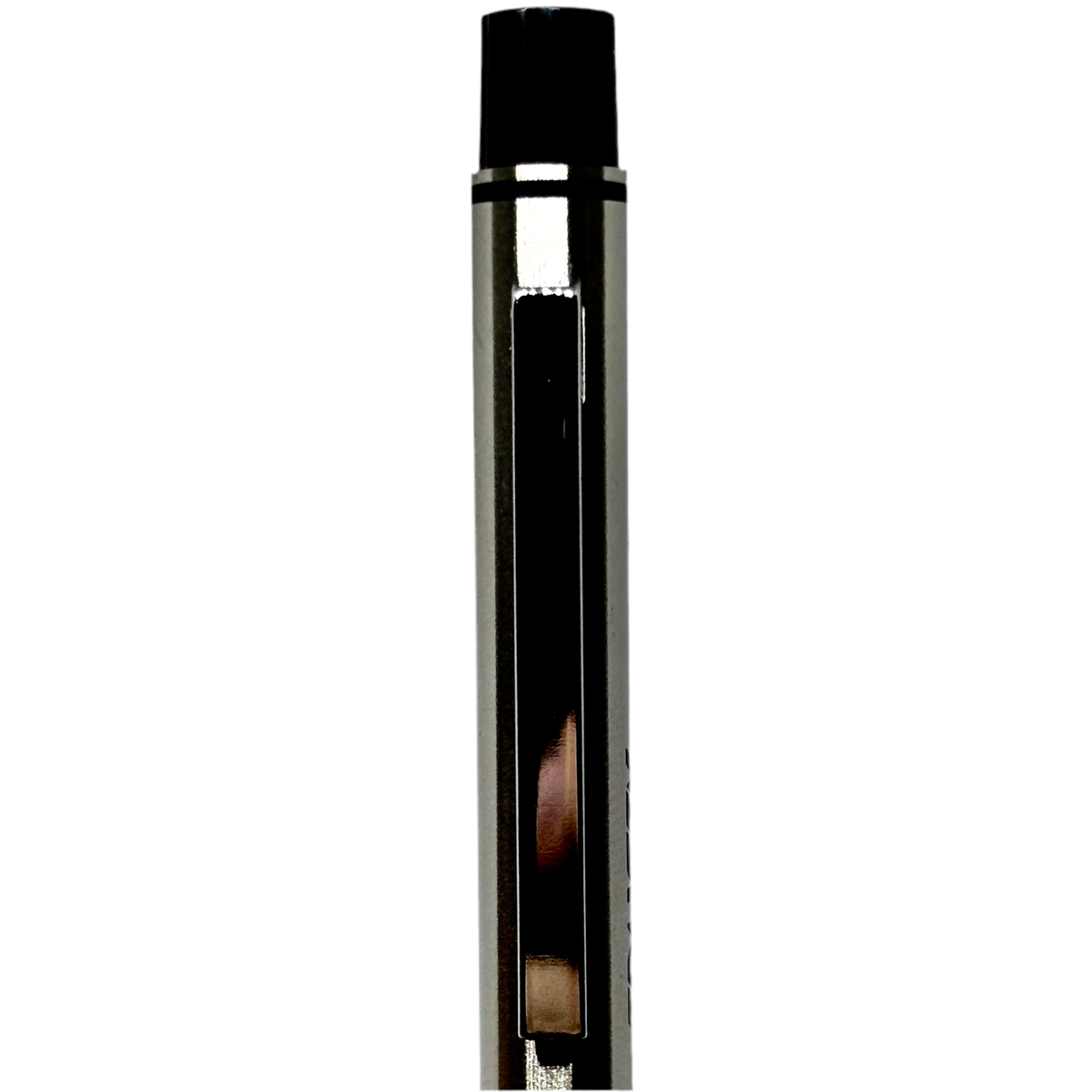 Pilot Trusty Vintage kalemin siyah tıklama başlığı ve klips bağlantısı, dikey yakın çekim