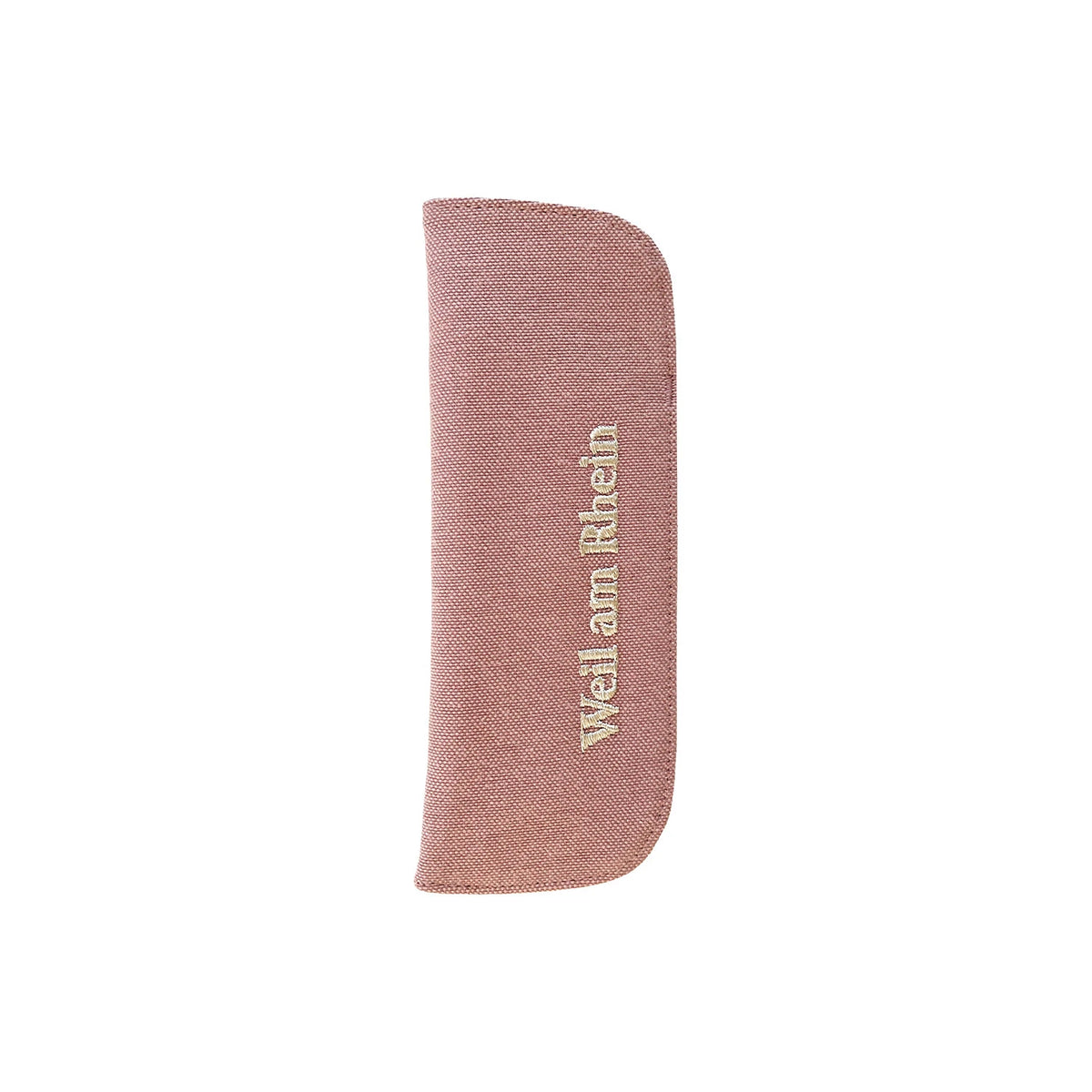 Weil am Rhein 2'li kalem kılıfı Powder Pink kanvas, dikey işlemeli marka adıyla tek başına