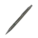 Tombow Mono Delta vintage versatil kalem gri metalik gövde, tam boy çapraz görünüm, 0.5 mm