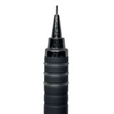 Zebra Tect kaleminin ince boru ucu ve yivli kauçuk kavrama makro çekim, 0.3 mm