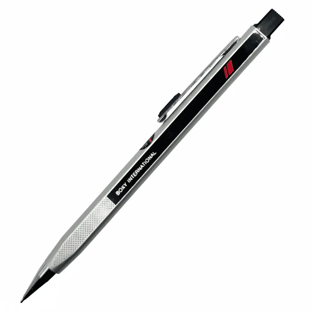 Uni Mitsubishi BOXY International versatil kalem, gümüş ve siyah gövde, 0.5 mm