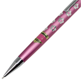 Tombow çiçek desenli kalemin gövde ortası, Tombow 500 yen etiketi ve krom koni ucu