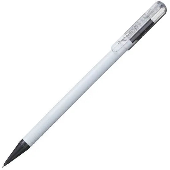 Pentel Caplet 2 versatil kalem beyaz ince gövde, şeffaf başlık ve siyah koni, 0.5 mm