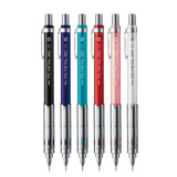 Pentel PG-350 versatil kalem altı renk yan yana, siyah, lacivert, turkuaz, kırmızı, pembe ve beyaz