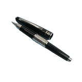 Pentel Kerry Vintage versatil kalem siyah, kapağı çıkarılmış halde gövde ve kapak yan yana, 0.5 mm